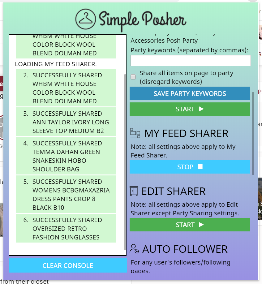 Simple Posher settings